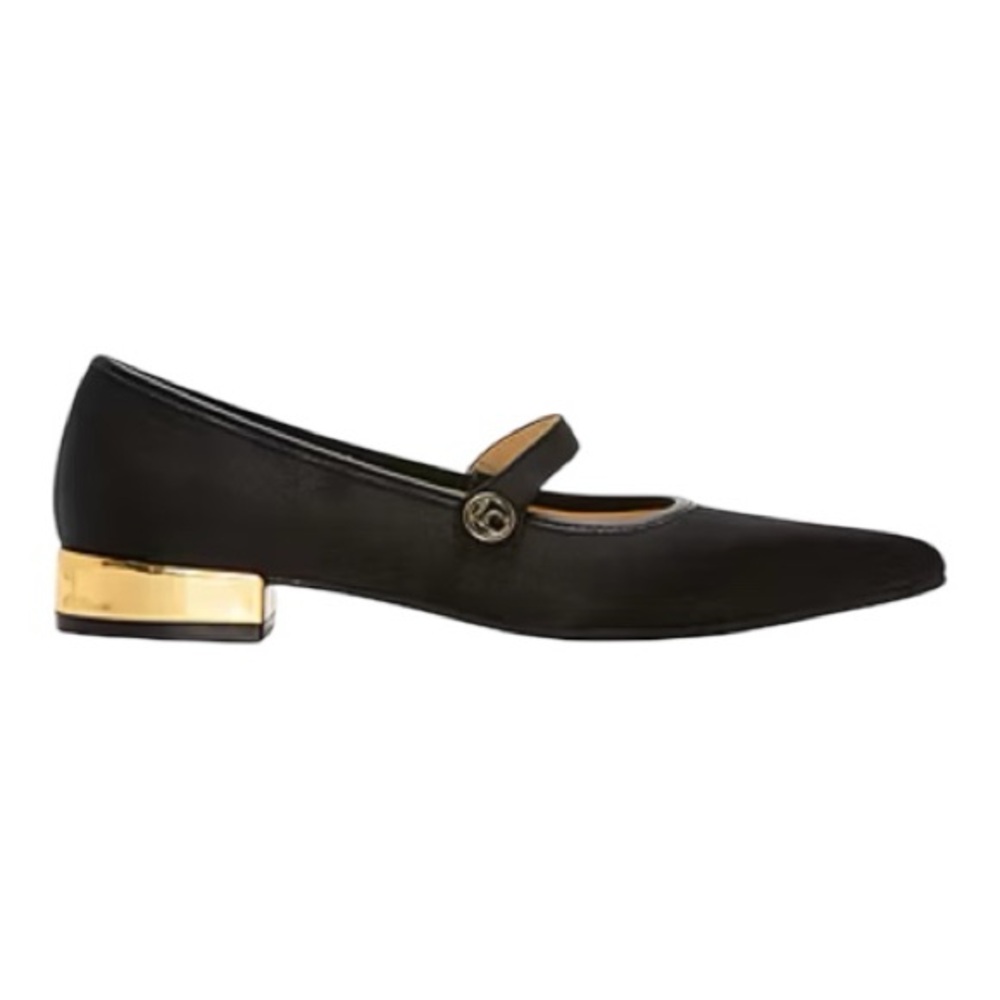 Liz Claiborne Santry Black Satin Pointed Toe Mary Jane Flat Shoes Size 11 - Picture 2 of 16